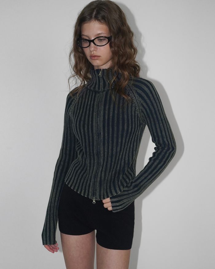 Renoi Two Way Golji Knit Zip-up