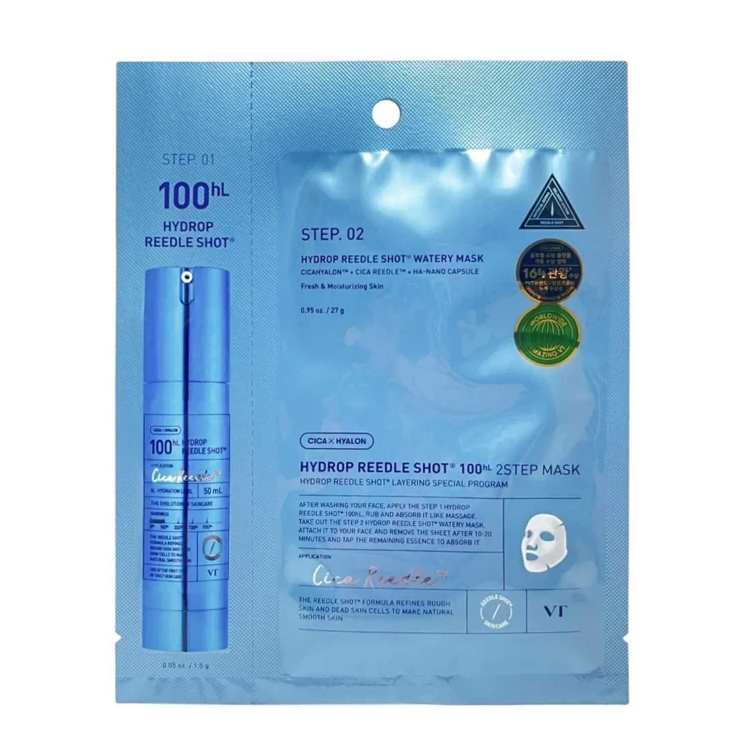 VT COSMETICS Hydrop Reedle Shot 100hl 2-Step Hydrogel Mask