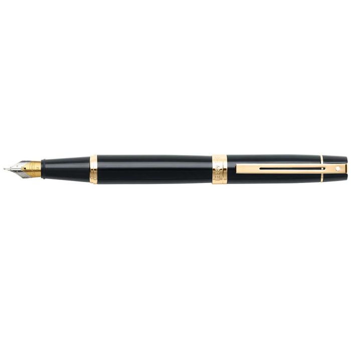 Sheaffer® 300 Glossy Black Fountain Pen With Gold Trims FP M 