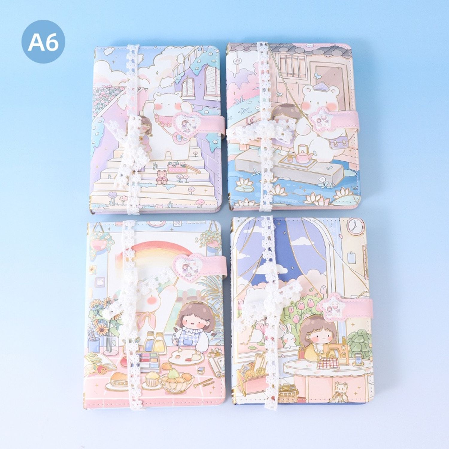 White Bear Magnetic Buckle PU NoteBook A6