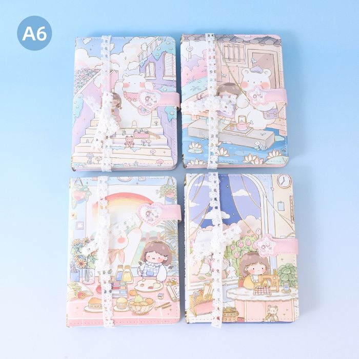 White Bear Magnetic Buckle PU NoteBook A6