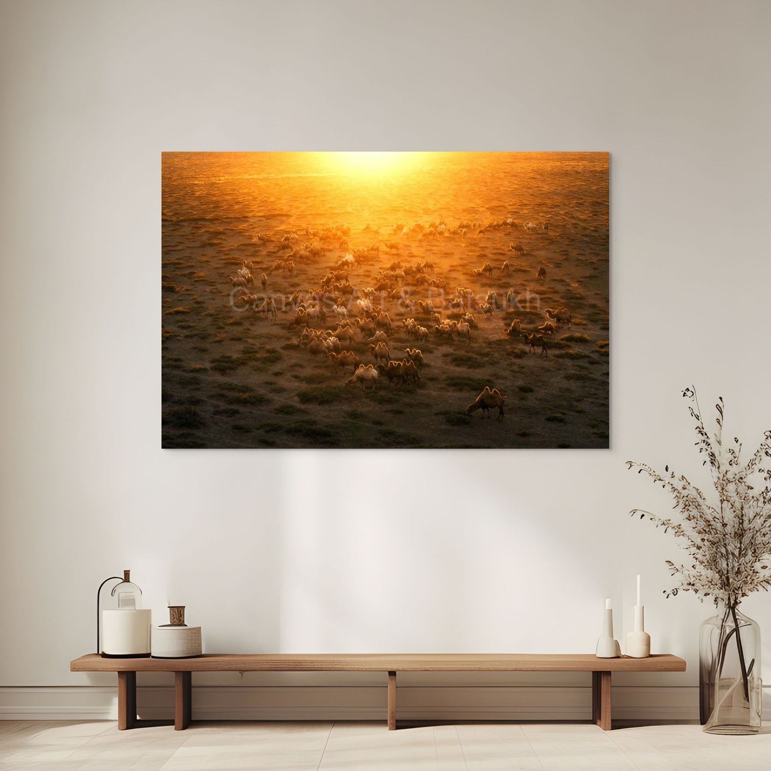 Нарны туяанд гялалзах тэмээн сүрэг