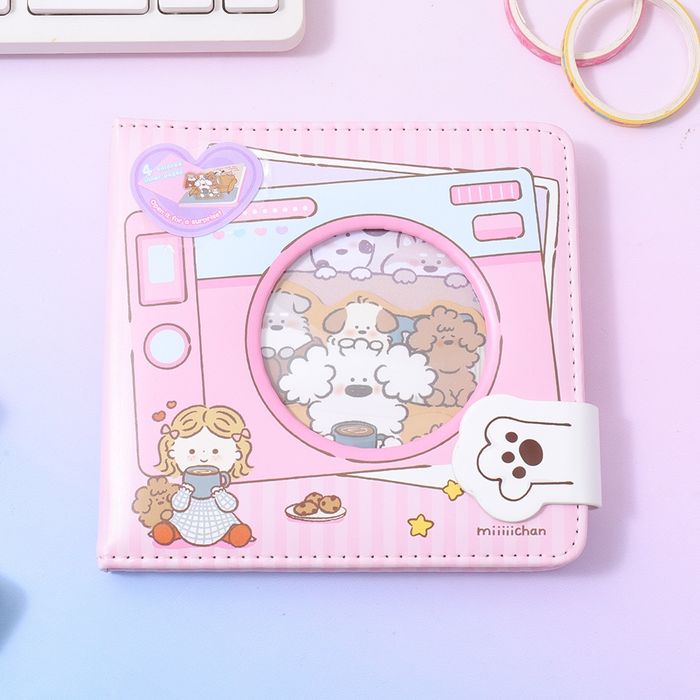 Miiiiichan Series Hollow Hardcover Magnetic Buckle Notebook with Assorted Page A5 80 Sheets(Pink)