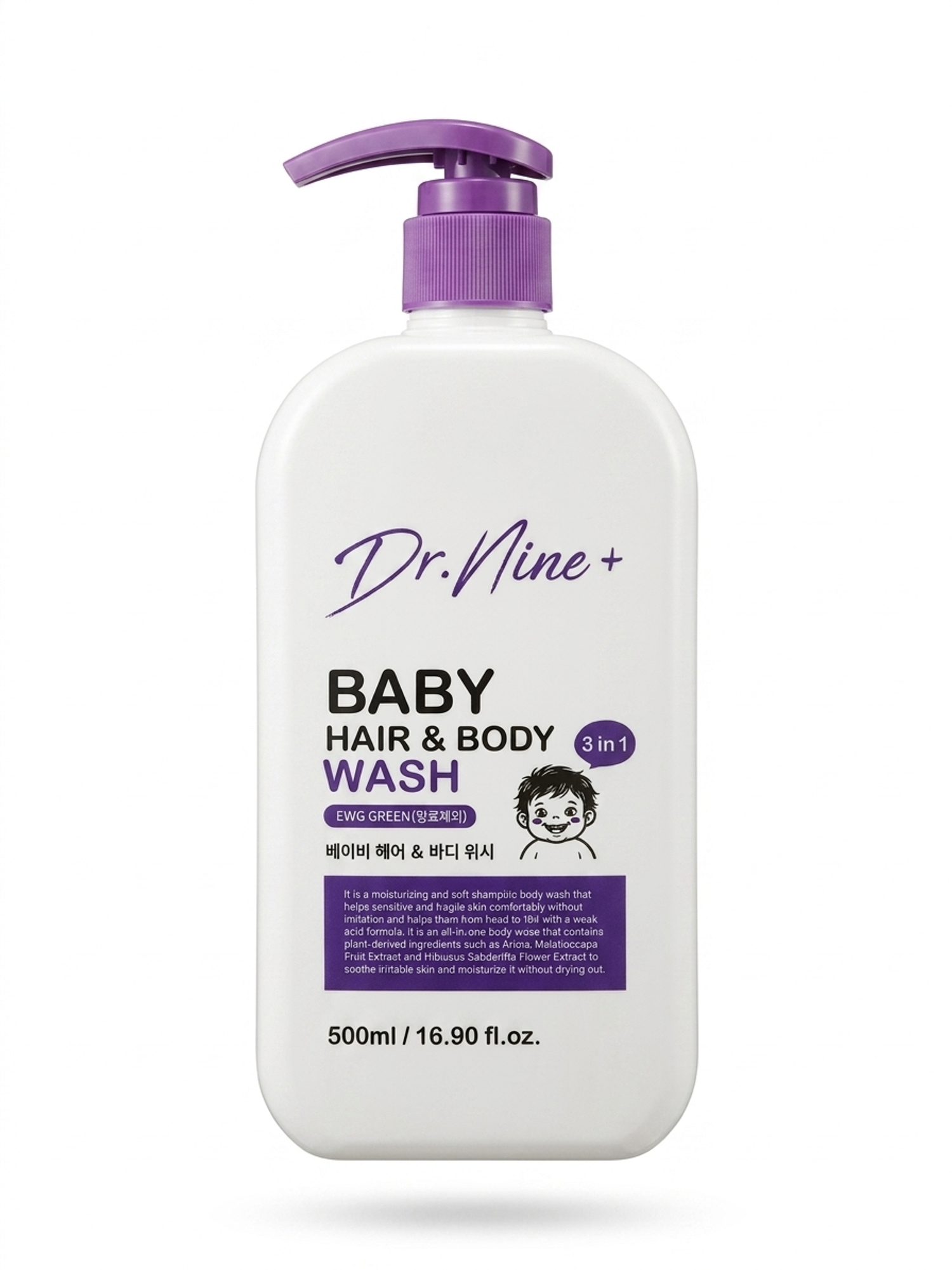 Dr.Nine+ Baby Hair & Body Wash 500ml 