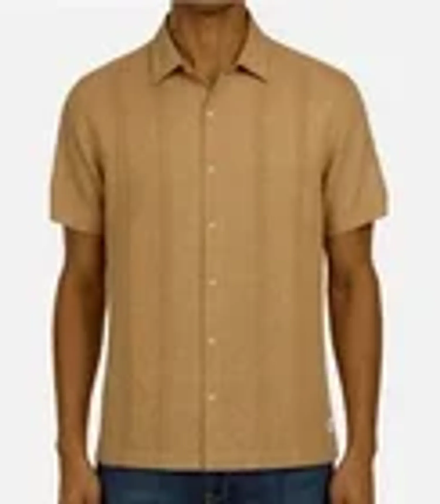SHORT SLEEVE WOVEN, Tan, Size L