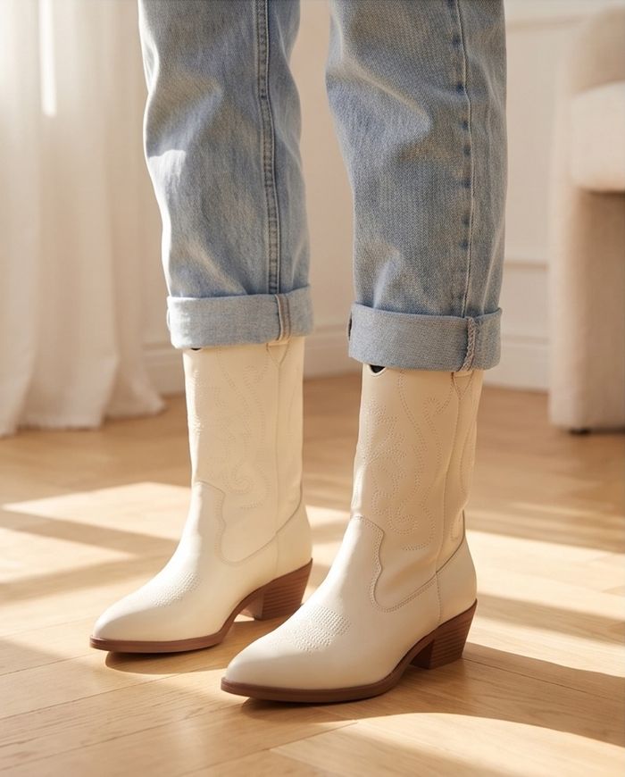 Mia western boot off white
