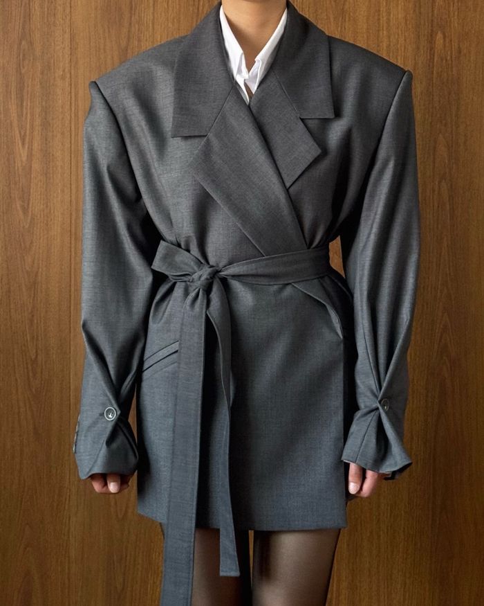 E OVERSIZED BLAZER - GREY