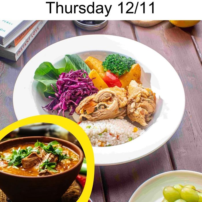 БЯСЛАГТАЙ ТАХИАНЫ ОРООМОГ + ХАРЧО ШӨЛ / CHICKEN ROLL WITH CHEESE + KHARCHO SOUP