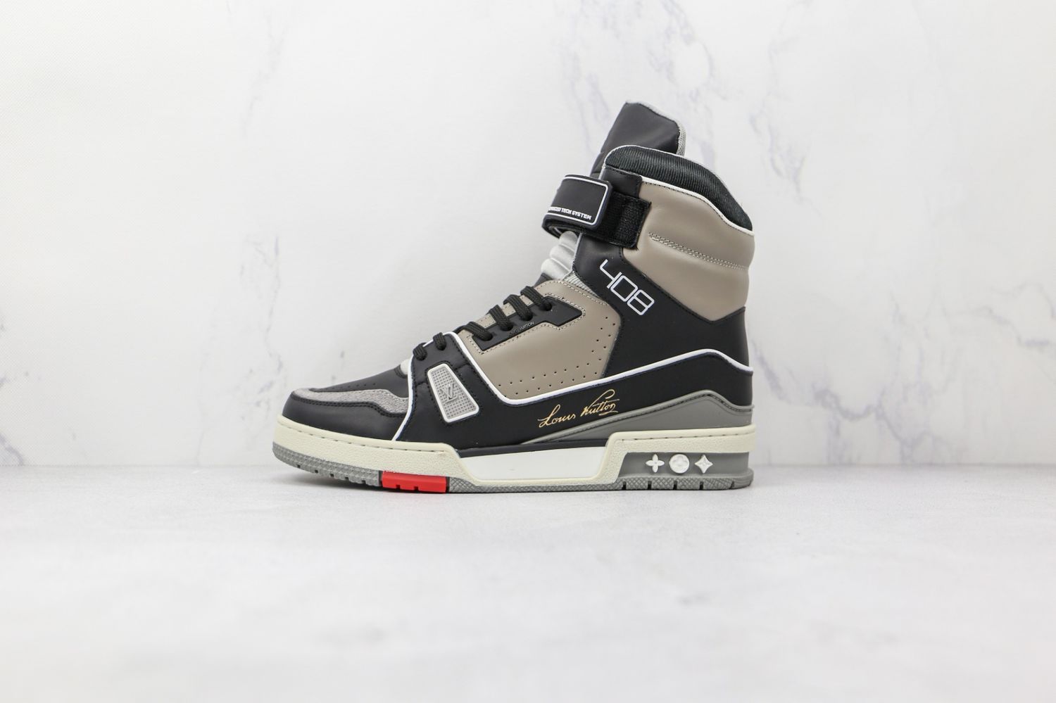 Louis Vuitton LV Trainer Sneaker Boot High Black Grey