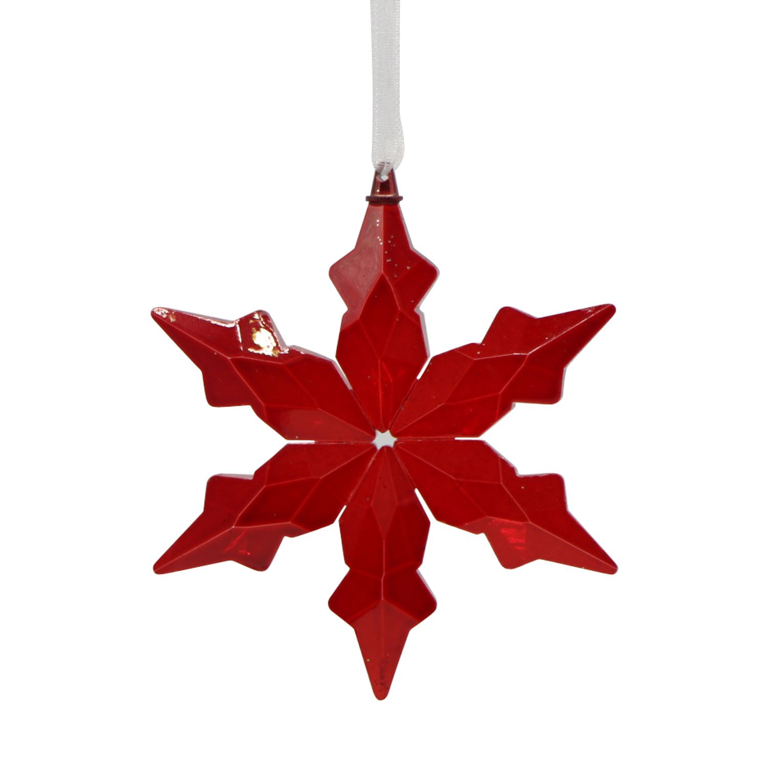  Red glass snowflake