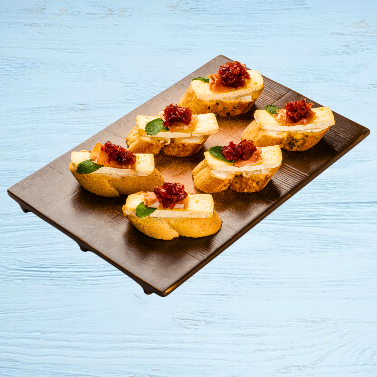 Cranberry brie and prosciutto bruschetta