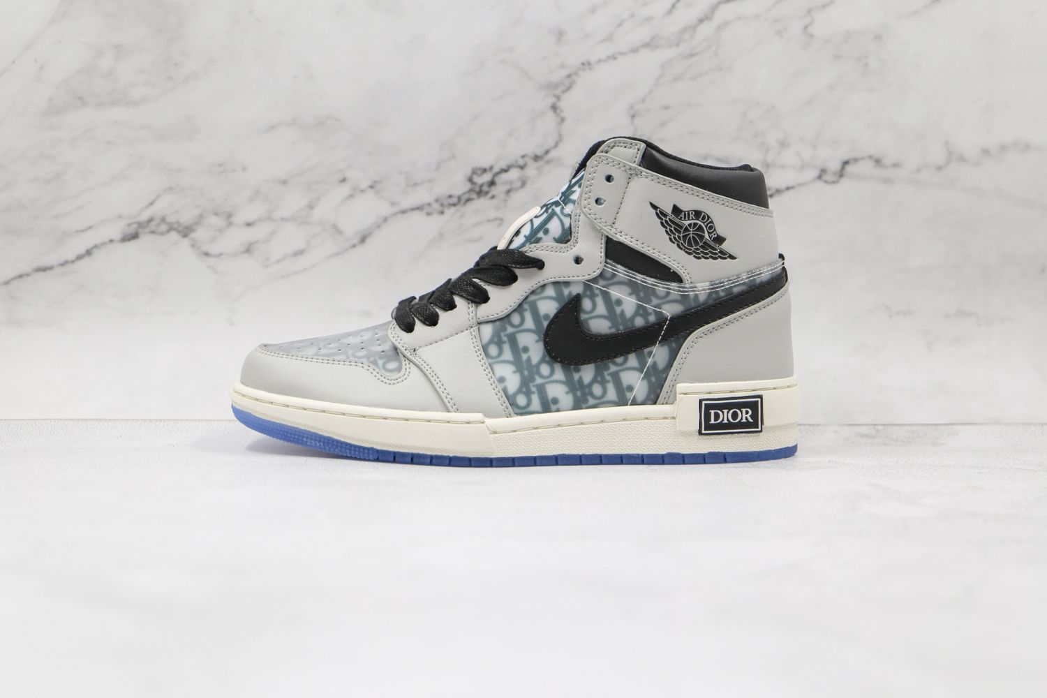 ir Dior Jordan 1 Grey Black Sneakers 