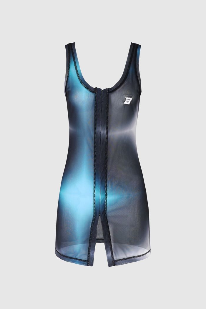 Stella Sleeveless Dress with Warmer & Scarf - Blue