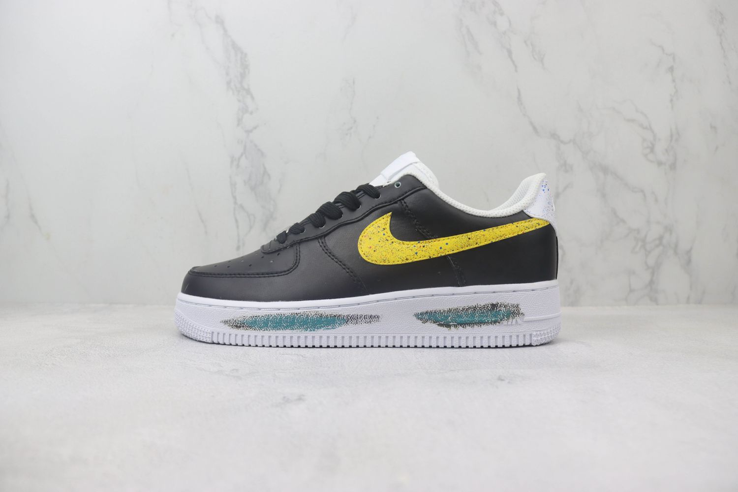 Nike Air Force 1 Low Black with Yellow and Distinctive Sole