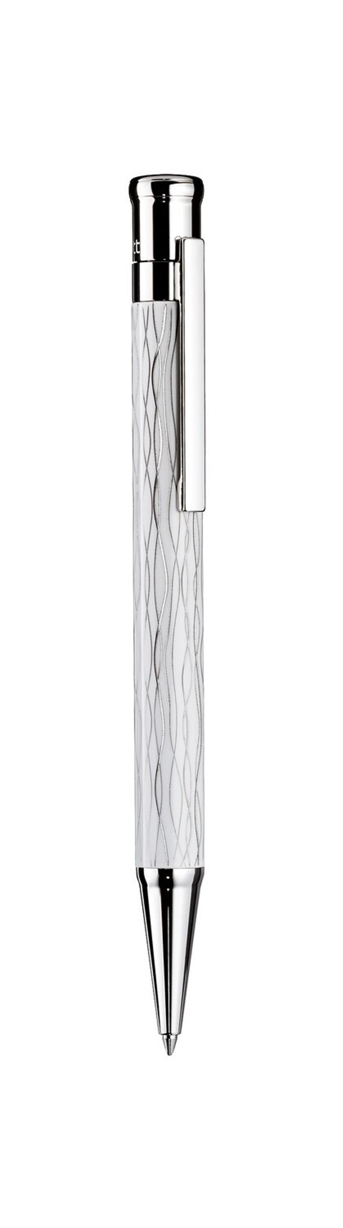 Otto-Hutt Design 04 Ballpoint pen - barrel wave white, fittings platinum plated