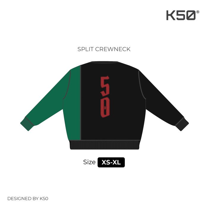 Split Crewneck - Blk/Red/Grn