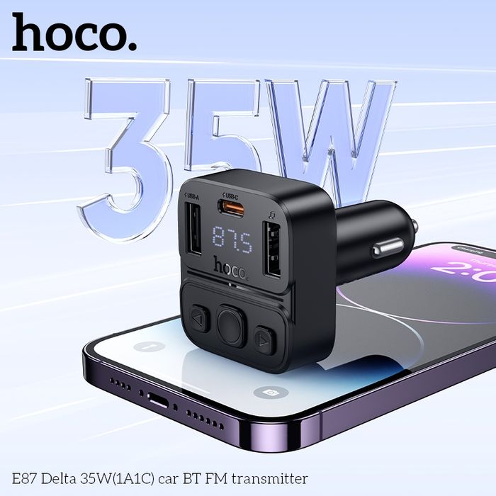 Hoco E87 Машины 35 Ваттын FM Дамжуулагч (USB-A & USB-C)