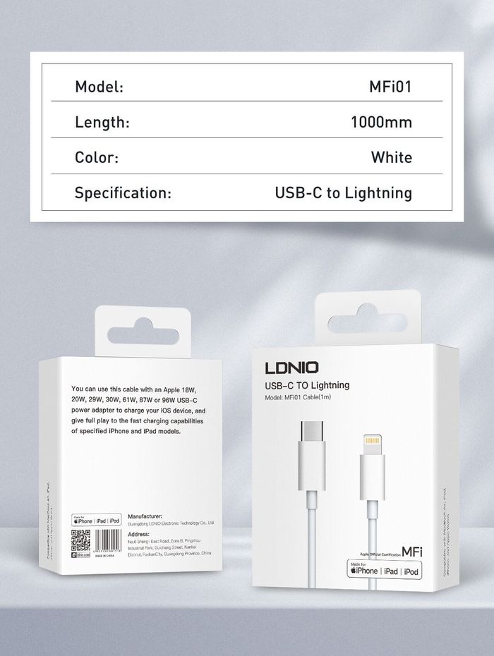 Apple MFI Certified USBC to Lightning Cable (1m)