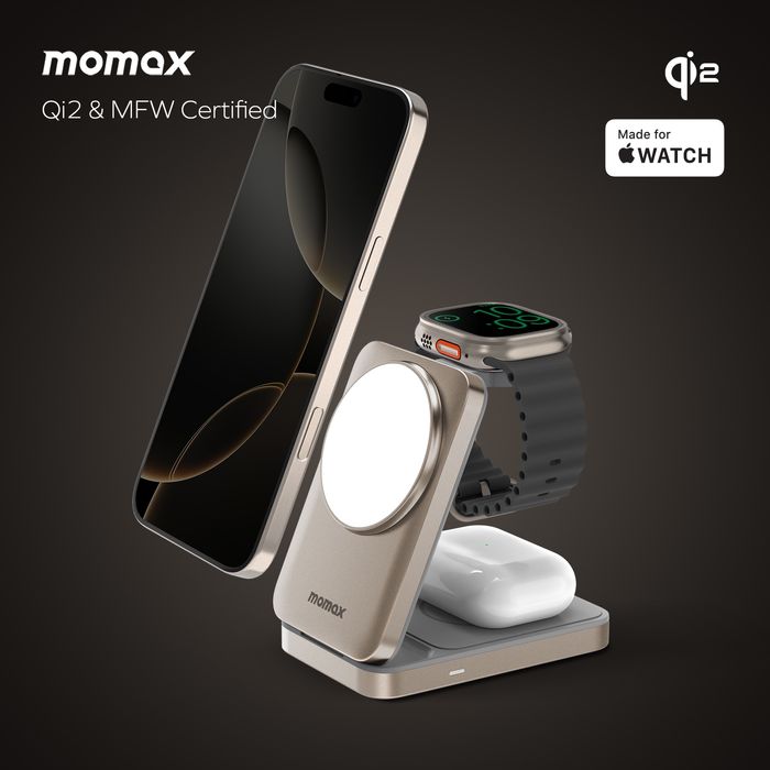 1-Charge Q.Port Qi2 3-in-1 Magnetic Wireless Charging Stand