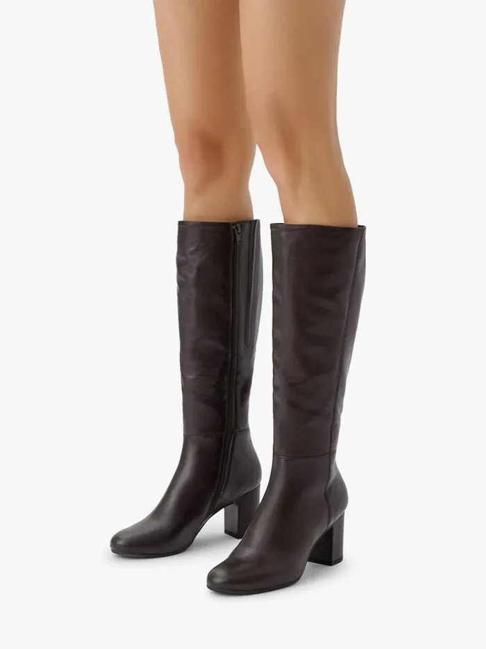 Burgundy leather knee boots