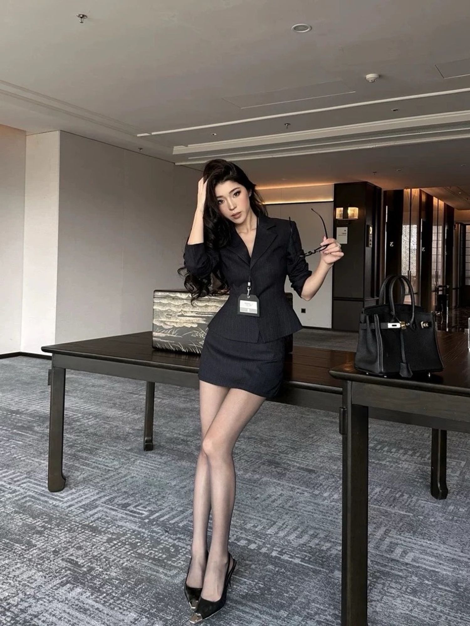 Office skirt blazer set