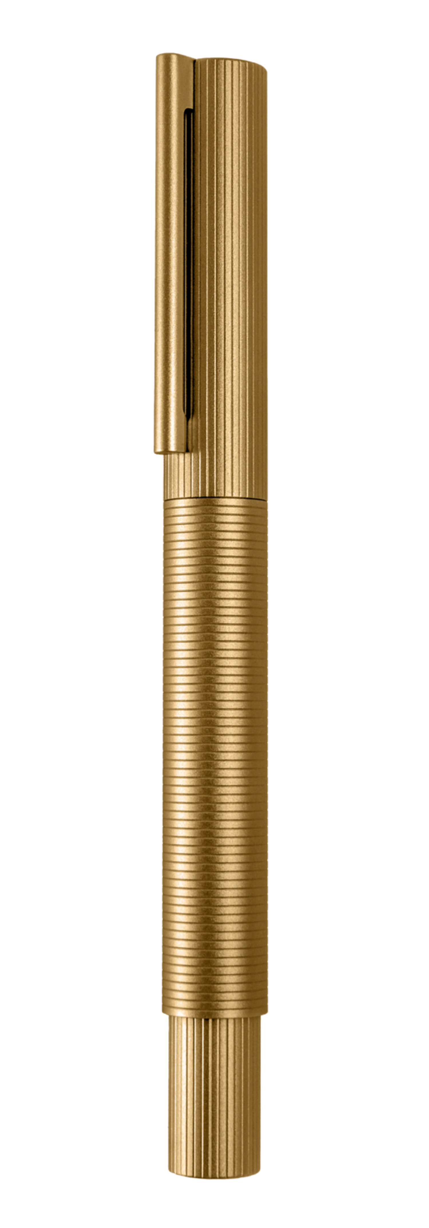 Otto Hutt Design 08 Rollerball Pen Barrel and cap brass matte yellowgold plated, grip matte PVD coated 
