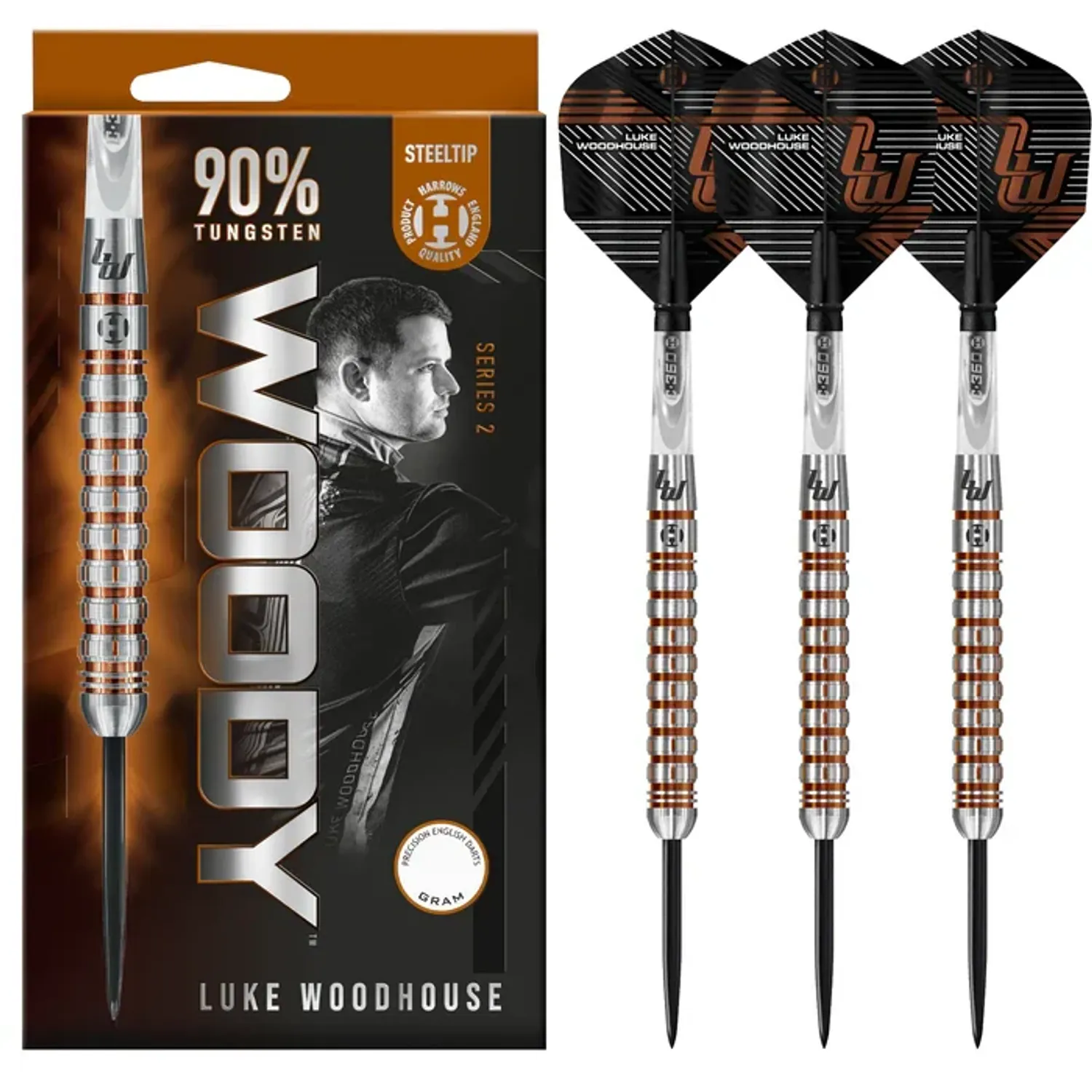 HARROWS Luke Woodhouse 90% Series 2 Steel Tip Darts