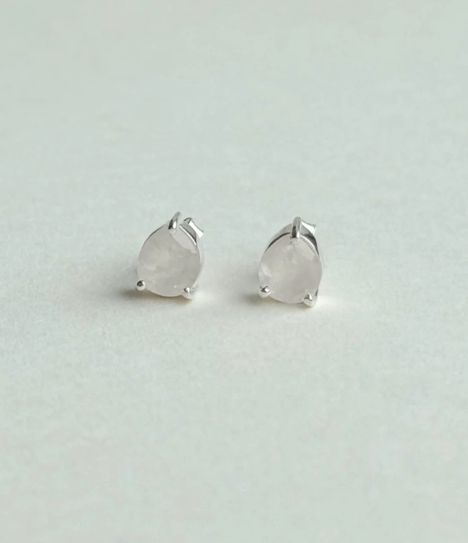 Water drop Rose quartz stud earrings