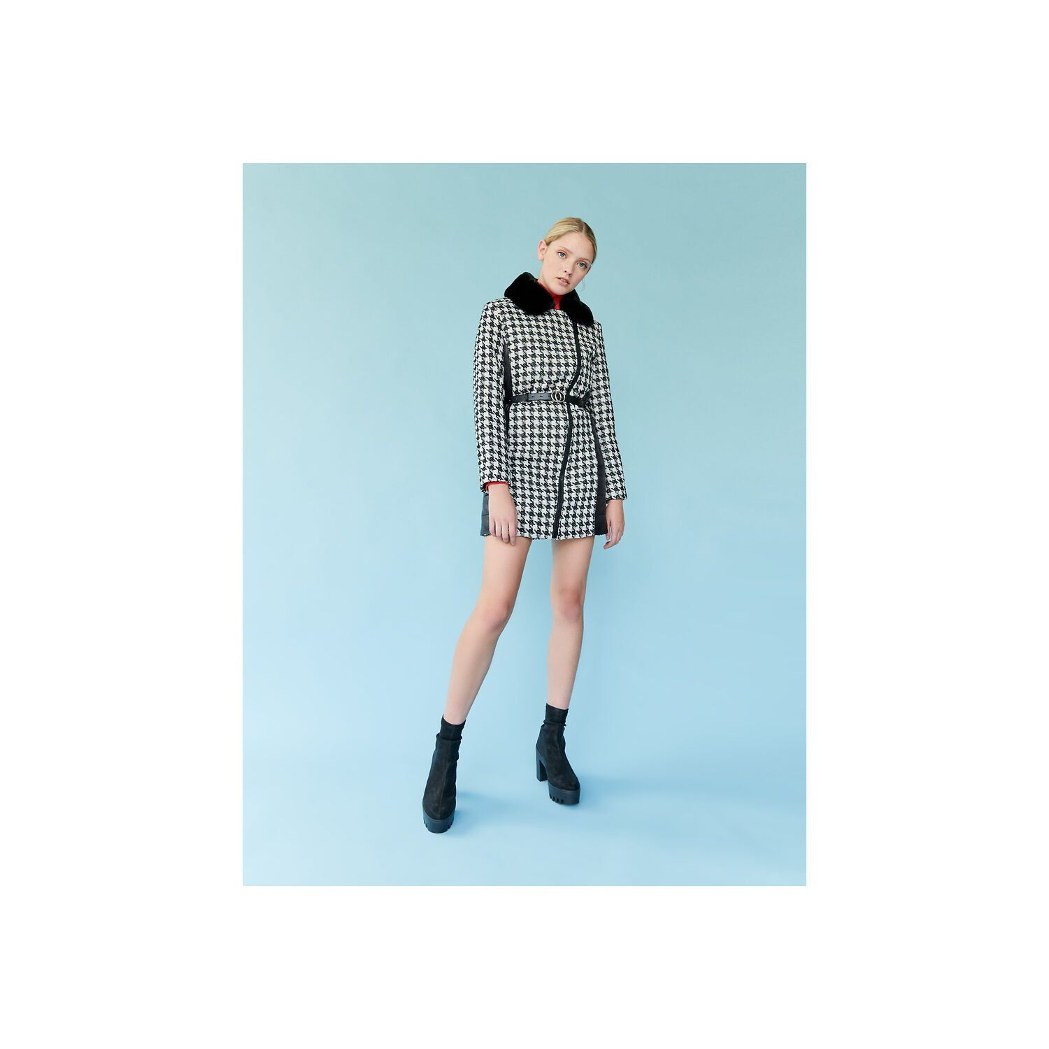 Black Puffer Coat with Removable Faux fur