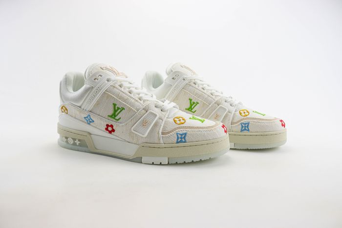 Louis vuitton TRAINER estampado floral bordado Branco
