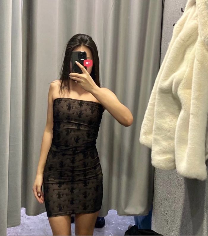 Lace tube mini dress