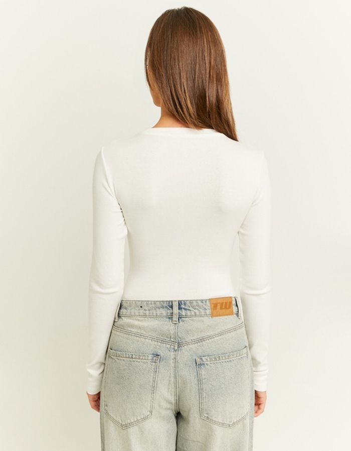 White Basic Long Sleeves Bodysuit
