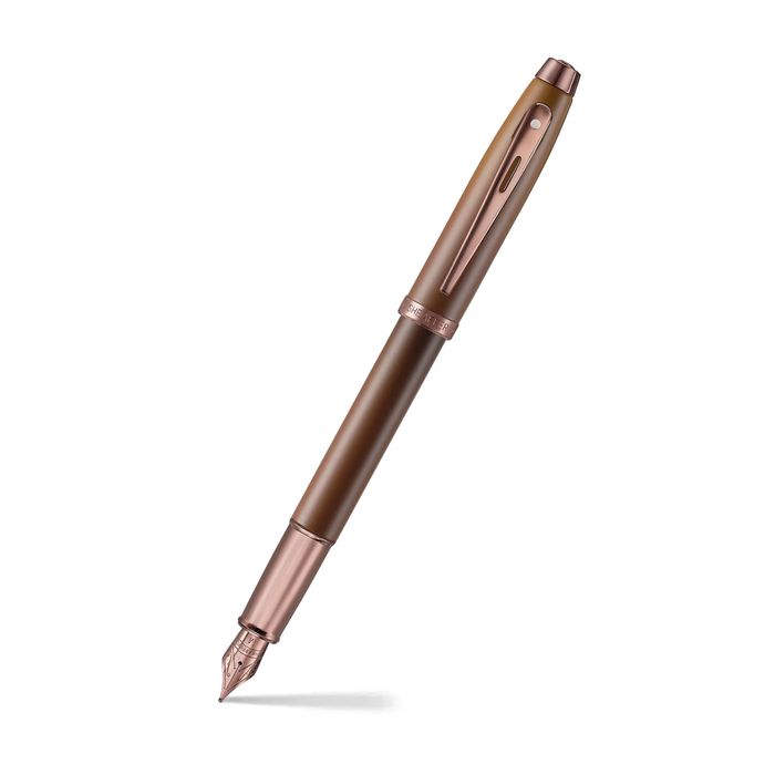 GIFTSET SHEAFFER 100 9374 COFFEE EDITION MATT BROWN WITH REGAL BROWN PVD TRIMS M FP AND SKRIP BROWN COFFEE SCENTED INK 50 ML