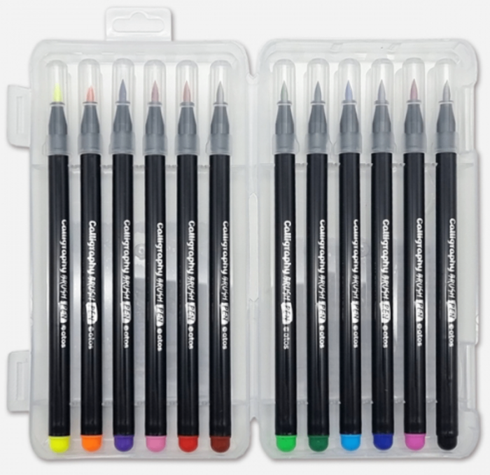 Каллиграфи уран бичлэгний бийрэн үзэг - 12 өнгөтэй иж бүрдэл