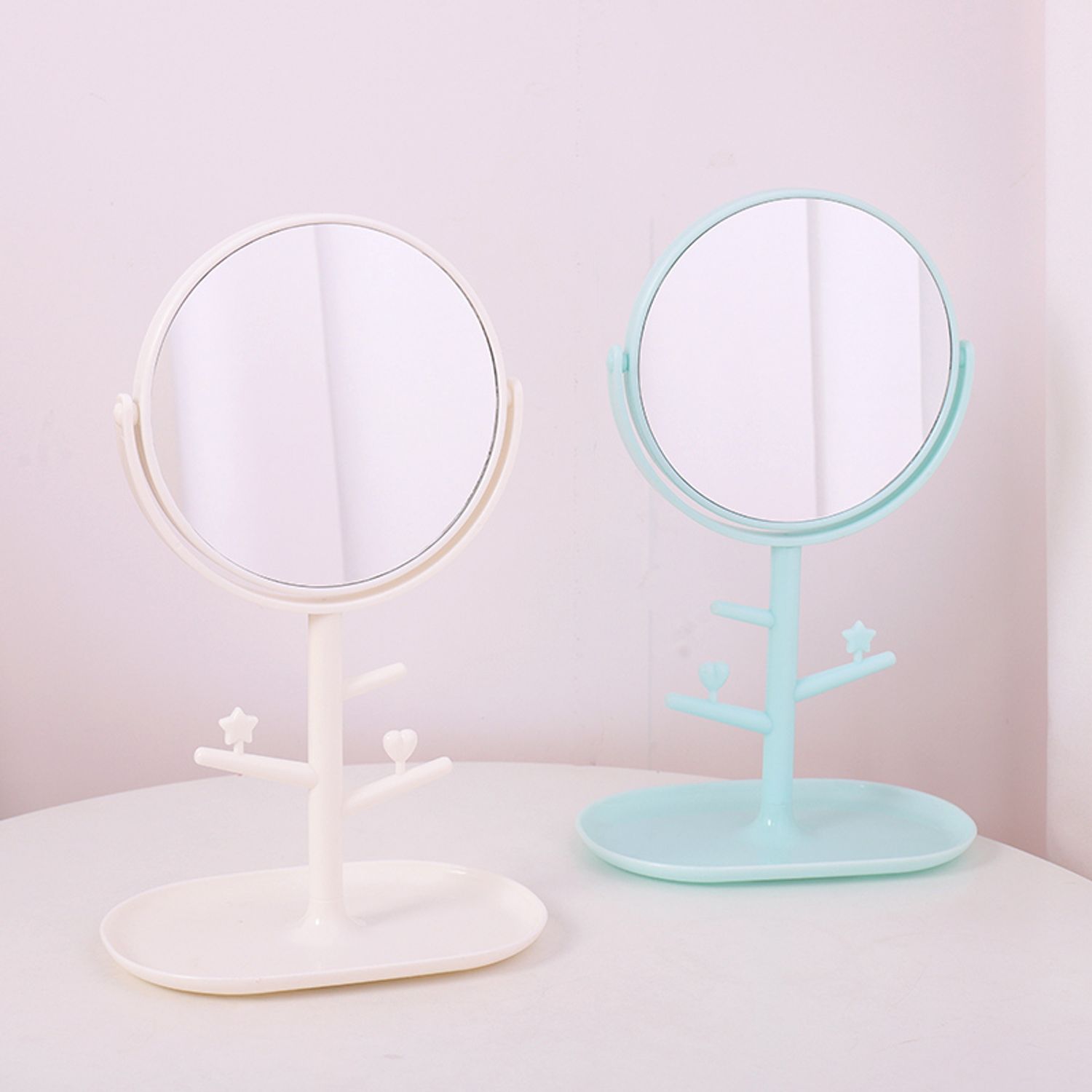 Trendy Round Branch  150 ° Rotatable Table Mirror