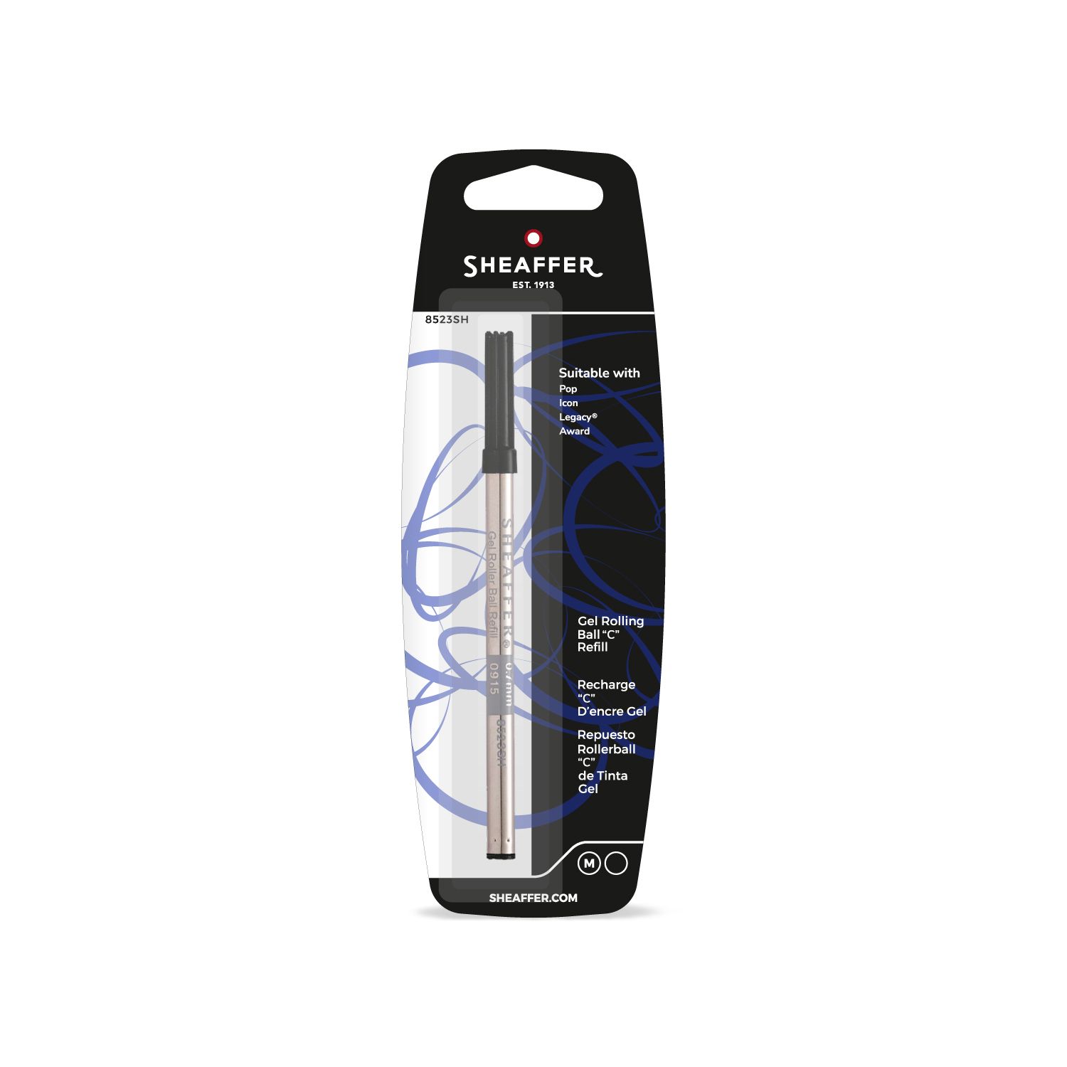 Sheaffer 8523SH Medium "C" Style Gel Rollerball Refill - Black 