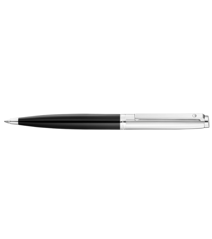 Waldmann Tuscany lines pattern black lacqer/rhodium plated Ballpoint pen 