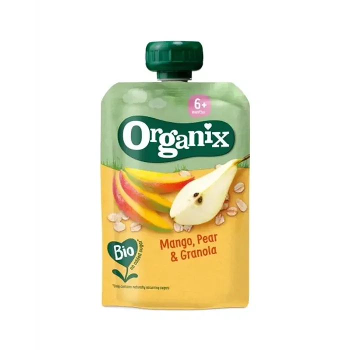 Organix Манго, лийр, гранолатай жимсний нухаш 100гр 12+сар