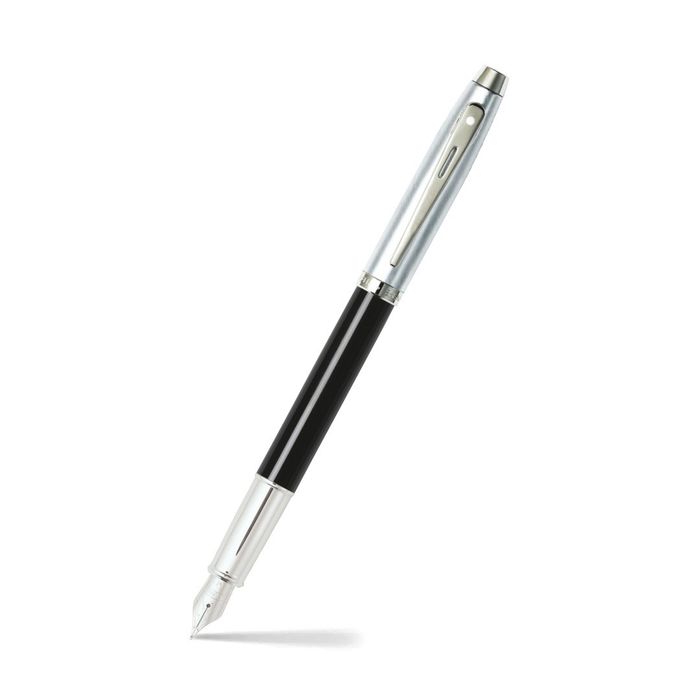 Sheaffer® 100 Glossy Black Barrel Brushed Chrome Cap Fountain Pen