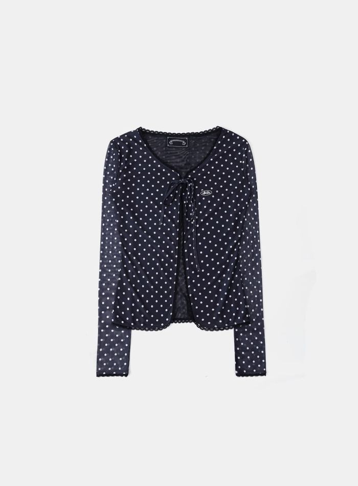  Splash Dot Tie Cardigan - Navy