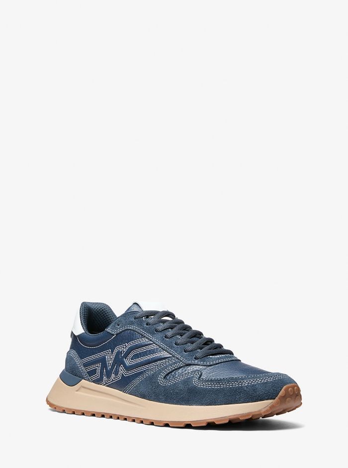 MK Dax Leather Trainer Navy