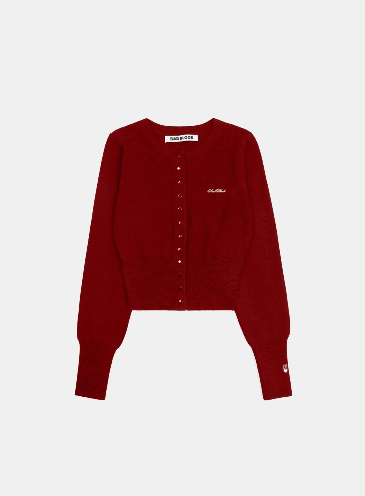 Pure Classic Button Up Round Cardigan - Red