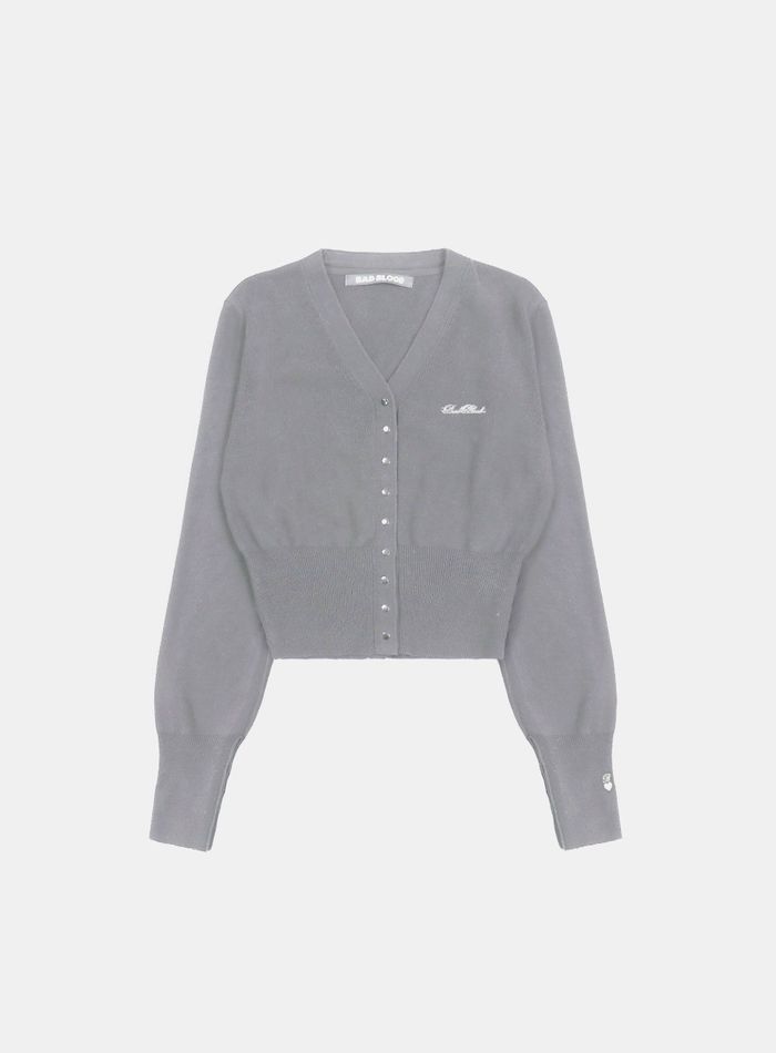 Pure Classic Button Up V-Neck Cardigan - Gray