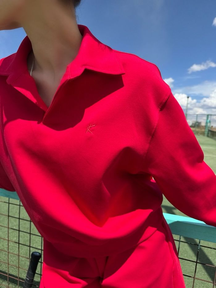 Red polo shirt