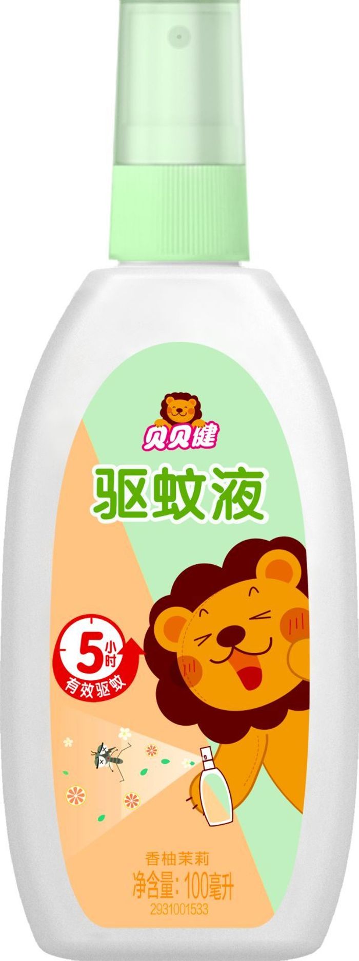 BABEGIM Шумуул үргээгч хүүхдийн биеийн цацлага 100мл (Бэрсүүт жүрж ба жасмин цэцгийн үнэртэй)