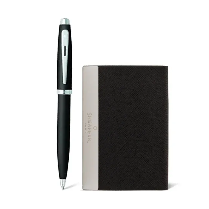 PEN SHEAFFER 100  MATTE BLACK WITH NICKEL PLATED TRIMS BP WITH BUSINESS CARD HOLDER