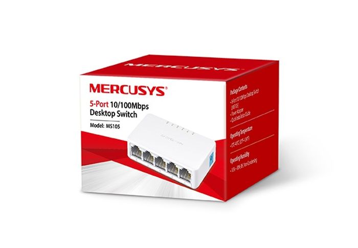 MERCUSYS MS105 5-Port 10/100Mbps Desktop Network Switch (Plug & Play)
