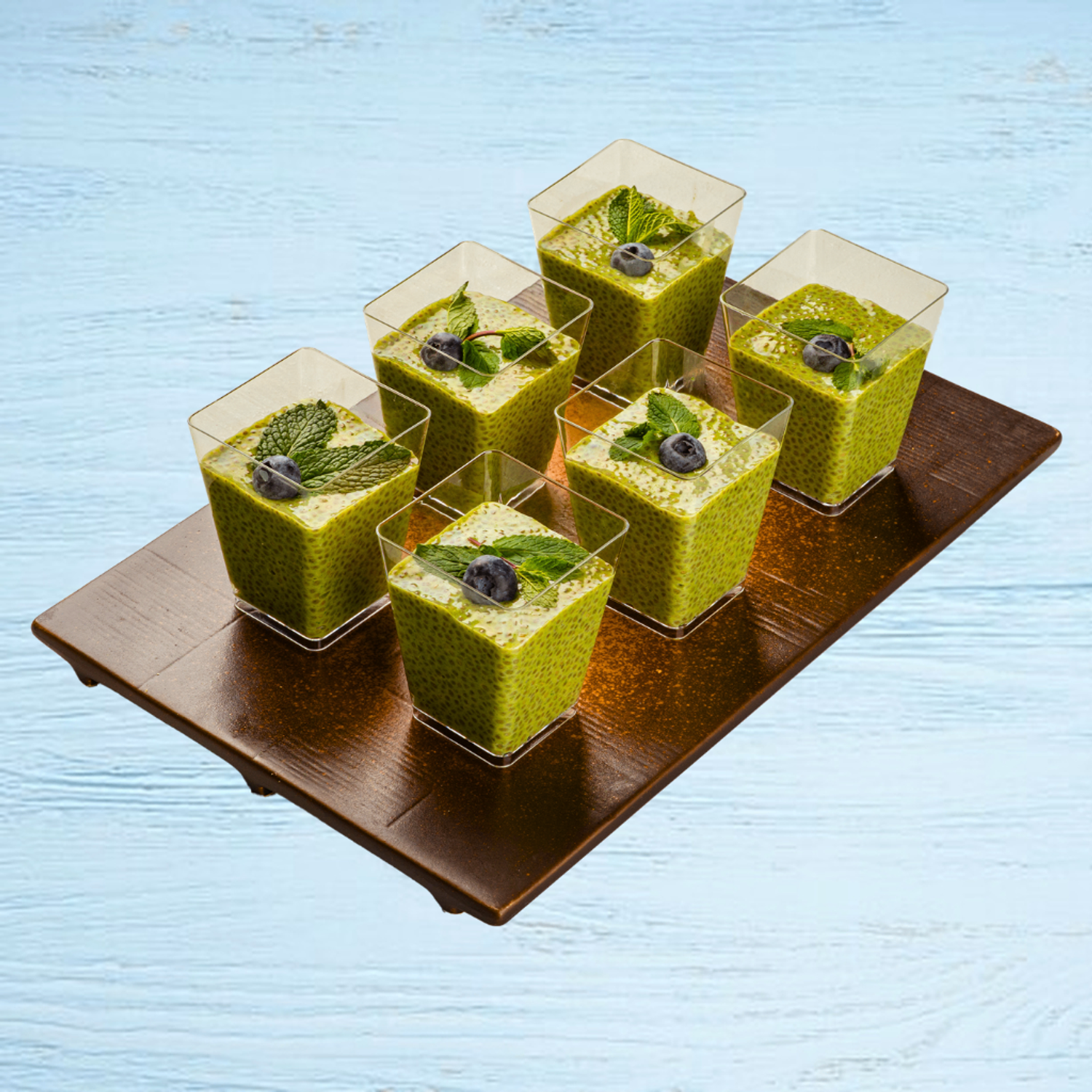 Green tea chia pudding cup