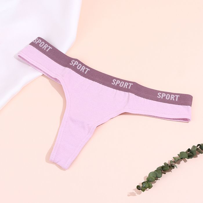 Sports Solid Color Thong for Ladies(Pink)(M)