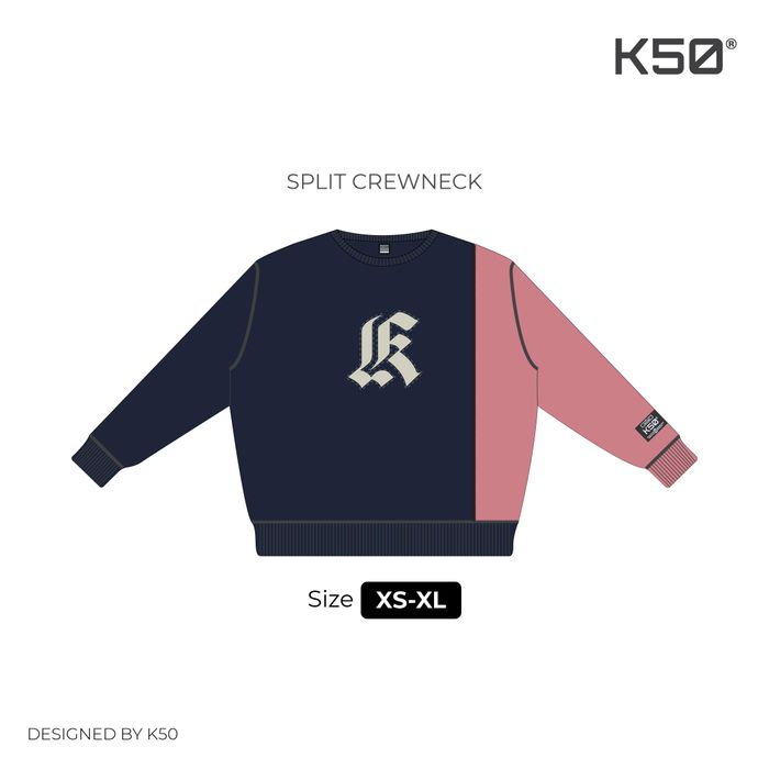 Split Crewneck - Nvy/OW/PPink